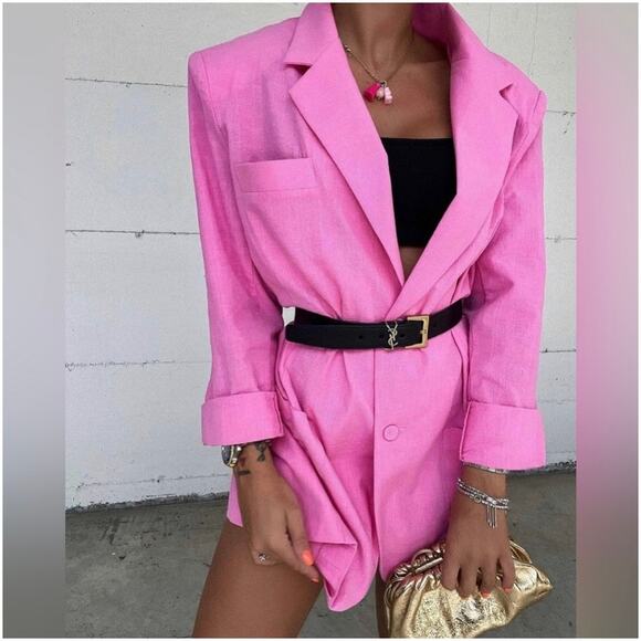 Storets Brianna Pink Oversized Blazer Jacket Size Medium - Picture 7 of 16